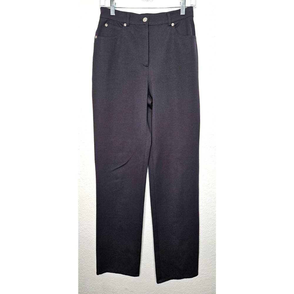 Vintage St. John Sport Pants Womens 4 Gray Straight Leg High Rise Thick Stretchy